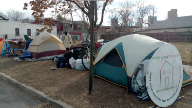 Survival camp of 20 people at 27th and Arapohoe - This camp has been kept extra clean and quite but was displaced nonetheless